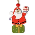 Weihnachtlicher Santa Claus Holzanhänger mit roter Geschenkbox und natürlichem Hanfseil - Weihnachtsmann-Stil Mit Geschenkbox