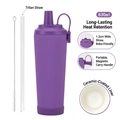 830ml lila Edelstahl-Strohhalmbecher mit Keramikbeschichtung und Magnetgriff - 830ml / Violett