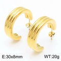 Minimalist thick gold C-shaped hoop earrings with polished metal finish and 30x8mm dimensions - Gold (KE114126-KFC)