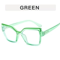 Fashionable oversized irregular square glasses with transparent green cat eye frames - Translucent Green