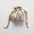 Champagne satin drawstring storage bag with silky texture and elegant ribbon closure - Milk Tea