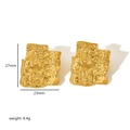 Pendientes de acero inoxidable dorado con textura arrugada y detalles de dimensiones - Estilo Geométrico Arrugado Irregular (TE6549-G) / Dorado