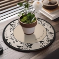 Absorbent leather mat with French floral print and 'In the face of love' design - French Retro Style-T