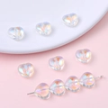 Perle in vetro cristallo a cuore da 10mm con finitura arcobaleno per gioielli fai da te - 1# AB Trasparente