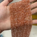 Faceted orange-red sunstone loose beads for jewelry making and handmade DIY accessories - Grade A Sunstone 3mm