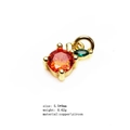 Gold strawberry fruit pendant with red round and green marquise zircons 5.5x9mm - 20-Round Pendant