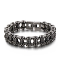 Industrial gear link bracelet for men in vintage gunmetal stainless steel - Mechanical Gear Chain Style (KB135695-KFC)