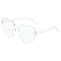 Lunettes de soleil sans monture en forme de cœur rose transparent pour fêtes et mode - Blanc