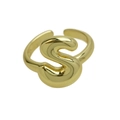 Polierter 18k Goldring mit S-Buchstabe im Bubble-Design und verstellbarer Passform - Buchstabe S / Gold