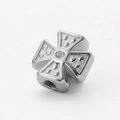 Silver stainless steel cross charm bead with dot texture and center inlay for DIY jewelry - 3# Dotted Cross / Steel