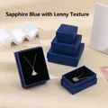 Linen texture royal blue jewelry boxes with black flocking lining for necklaces and rings - Linen Pattern Royal Blue; 5*8*3cm
