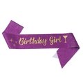 Sparkling purple birthday girl sash with elegant gold glitter text for party decor - One Size / Purple with Gold Text 1 - girl