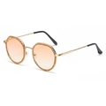 Fashion round diamond sunglasses with gold metal frame and orange gradient lenses - Gold Frame Gradient Orange Lens