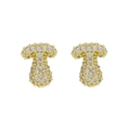 Sparkling 18k gold plated bubble letter T stud earrings with micro pavé zircon stones - Letter T