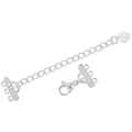 Fermoir coulissant à trois rangs plaqué or 18K avec zircons et chaîne d'extension mousqueton - VK285 Chaîne d'Extension Fermoir Mousqueton Triple Rangée / Or blanc