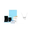 S925 silver bow necklace and ring set with GRA moissanite certificate in blue gift box - 925 Silver / 925 Silver Bow Necklace + Lighted Gift Box + Double Certificates