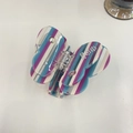 Detail of butterfly claw clip with blue and purple striped acetate and rhinestone accents - Gemstone Blue White Striped Butterfly