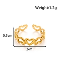 Adjustable gold stainless steel hollow heart ring with 0.5cm width and 1.2g weight - Open Heart Style / Gold
