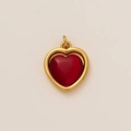 Minimalist gold heart pendant necklace for women featuring vibrant red gemstone centerpiece - Red Heart