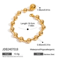Dimensions détaillées du bracelet à billes en acier inoxydable doré avec fermoir homard - Style de Perles Dorées de Tailles Alternées(JDB2407018)