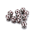 Set of silver stainless steel spacer beads with inlaid red crystals for jewelry making - 10mm Red (KLJ2243-Z)