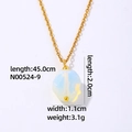 Gold chain necklace with white opal pendant, 45cm length and 2cm pendant height - Gold + Opalite