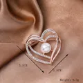 Rose gold heart pearl brooch with crystals, size 3.5cm x 3.5cm, weight 9.3g - Y-01 Heart Shape Pearl Brooch