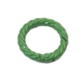Green twist textured metal round spring ring buckle for DIY keychains and bag accessories - Outer Diameter 28mm / Lacquer Green