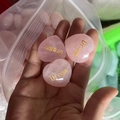 Pink natural rose quartz heart-shaped pocket stones with golden Dream engraving - Dream
