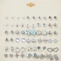 Golden and silver earring set with pearl, rhinestone, flower and butterfly shapes - Simple Silver Geometric Series (FX801)