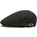 Dark brown breathable mesh beret with metal logo and adjustable strap for summer - Adjustable / Army Green