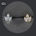 G23 titanium marquise stone clover stud earring available in silver and gold finishes - Clover NO-5