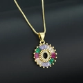 Gold-plated letter necklace featuring colorful rainbow zircon sunflower pendant detail - Gold Plated Rainbow Zirconia Letter O