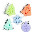 5-piece set of colorful silicone Christmas molds including tree, snowflake and reindeer shapes - Style 1-5 Set / Gray