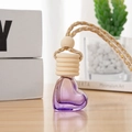 Hanging heart-shaped purple glass car perfume bottle with wooden lid and gold cord - Gold Wire Five-Line Cap / Purple