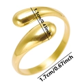 Detailed macro view showing the adjustable 1.1cm teardrop design of the golden ring - Gold