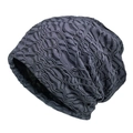 Gorro slouchy gris oscuro con elegante textura plisada ondulada de doble capa - M (56-58cm) / Gris