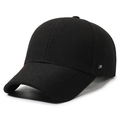 Klassische schwarze Baumwoll-Baseballkappe für Herren mit dezentem silbernem Metall-Logo - Verstellbar / Schwarz