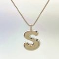 Silver balloon letter S necklace with shiny metallic finish and thin box chain - Letter S / Silver