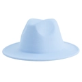 Detail of light blue wool felt fedora hat showing elegant wide brim and classic texture - M (56-58cm) / Sky Blue