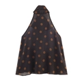 Dames haltertop met stippen in donkerbruin en zwart van luchtige chiffon, mouwloos model - S / Koffie Polka Dot