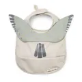 Waterproof baby bib in beige with gold dots, grey stripes and decorative wings - Wings - Watercolor Wings / One Size