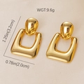 Polierte goldene geometrische Ohrringe mit ovalen und rechteckigen Anhängern im 45-Grad-Winkel - Gold Abgerundetes Rechteck Anhänger (E0893)
