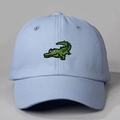 Adjustable light blue cotton baseball cap with green cartoon crocodile embroidery - Sky Blue
