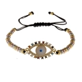 Detail of adjustable evil eye bracelet with colorful zircons and tricolor metal beads - Tri-color Mixed Beads