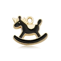 Unicorn rocking horse charm with black enamel and golden metal finish for earrings - Black Rocking Horse