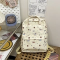 Rucksack aus cremefarbenem Canvas mit Dackel-Print, bunten Punkten und blauer Schleife - 30 X 45 X 13 Cm / Hellgelb