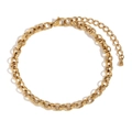 Bracciale in acciaio inossidabile placcato oro 14K con motivo a spiga e chiusura - Oro