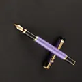 Elegante penna stilografica viola testurizzata con finiture dorate e pennino dorato - Pennino da 0,38 mm / Viola