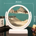 Black white and gold moving sand art in circular white frame 20.2cm hourglass decor - 8 Inch White Frame Rotate Black